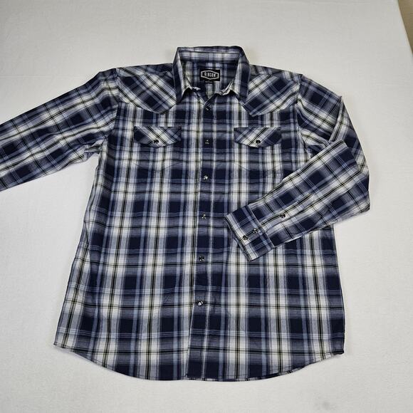 NEW Gibson Trading Co Mens Pearl Snap Western Shirt L Plaid Blue Rodeo Cowboy - Picture 16 of 16